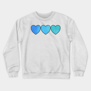 3 Blue Hearts Crewneck Sweatshirt